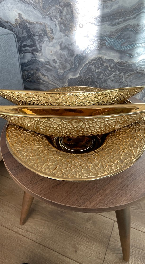 Parlak Altın Yılan Desenli Tabak Seti - Görsel 4