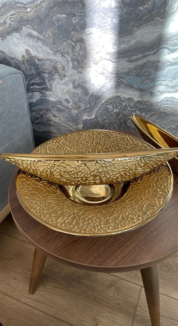 Parlak Altın Yılan Desenli Tabak Seti - Görsel 3