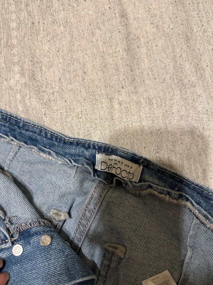 Düğmeli Gri Kadın Denim Pantolon - Görsel 3