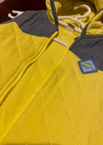 Kapüşonlu, Fermuarlı Sarı Gri Erkek Yelek - Görsel 3