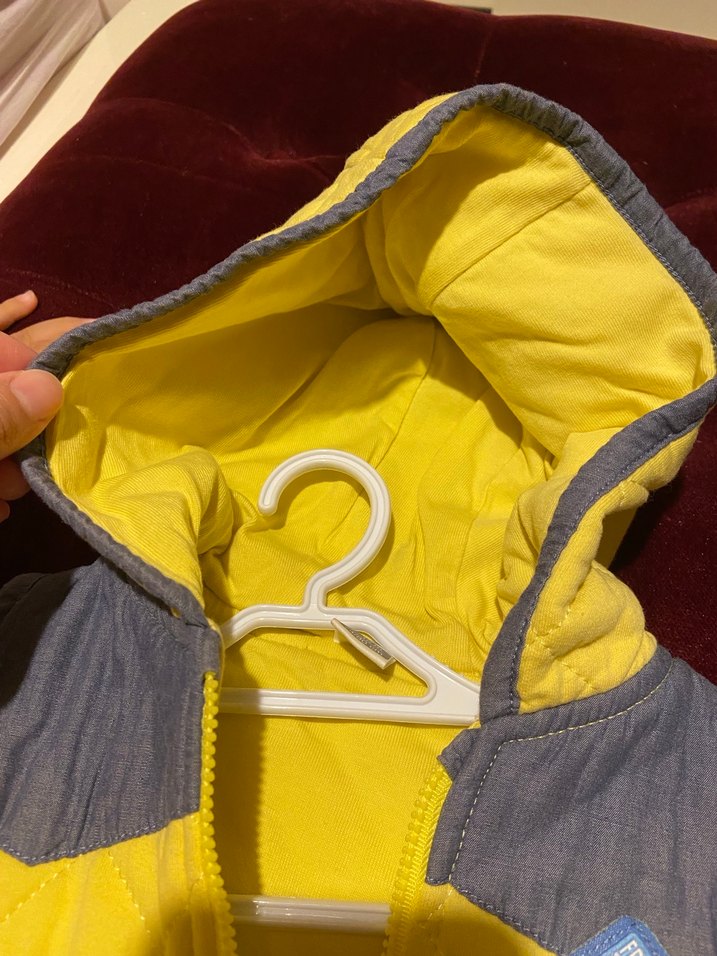 Kapüşonlu, Fermuarlı Sarı Gri Erkek Yelek - Görsel 4
