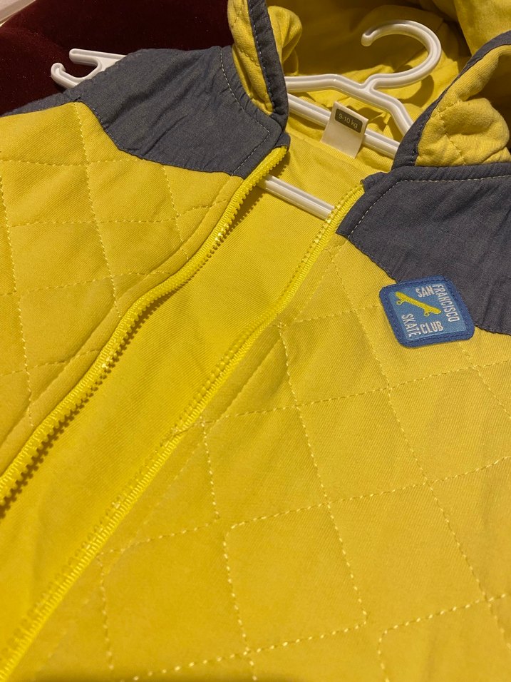 Kapüşonlu, Fermuarlı Sarı Gri Erkek Yelek - Görsel 3