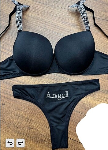 Angel model siyah taşlı sütyen takım 
