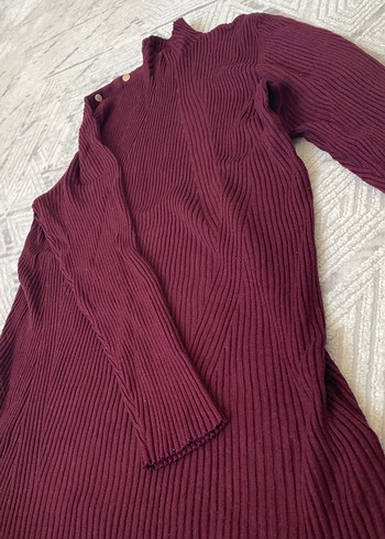 H&M Bordo Kadın Boğazlı Triko Kazak