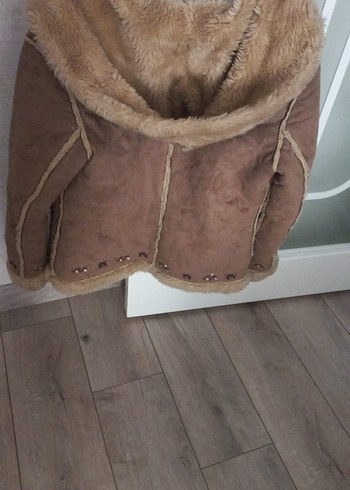 Zara Kahverengi Süet Kadın Kürklü Nakışlı Ceket