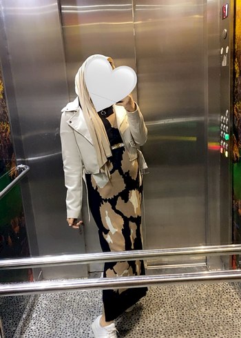 Kahverengi Zebrali Uzun Balıkçı Yaka triko Elbise - Görsel 2