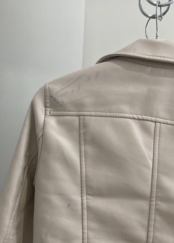 Bej Mini Deri Kemerli Ceket - Görsel 6