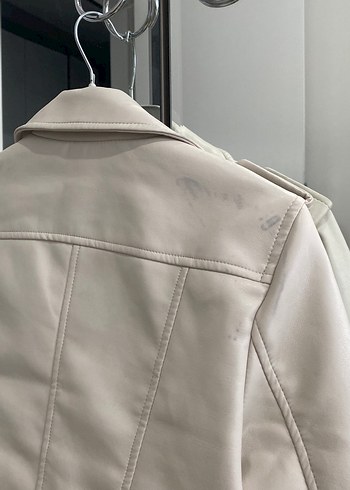 Bej Mini Deri Kemerli Ceket - Görsel 5