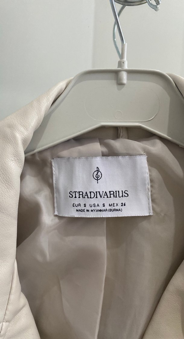 Bej Mini Deri Kemerli Ceket - Görsel 3