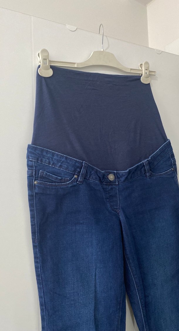 Lacivert Bel Bantlı Hamile Kot Pantolon - Görsel 2