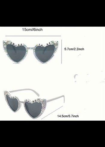 Boncuklu Beyaz Kalp Gözlük - Bride To Be - Görsel 5