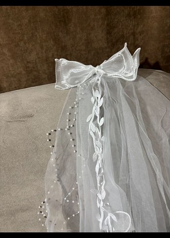 Beyaz Fiyonklu Gotik Duvak 55cm - Görsel 7