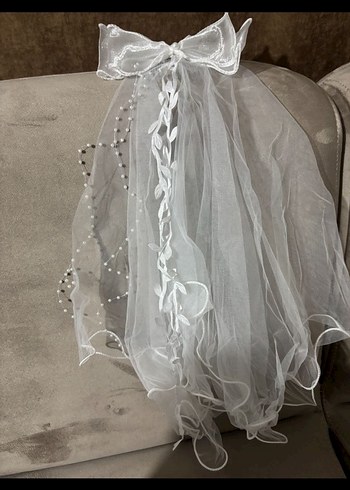 Beyaz Fiyonklu Gotik Duvak 55cm - Görsel 6