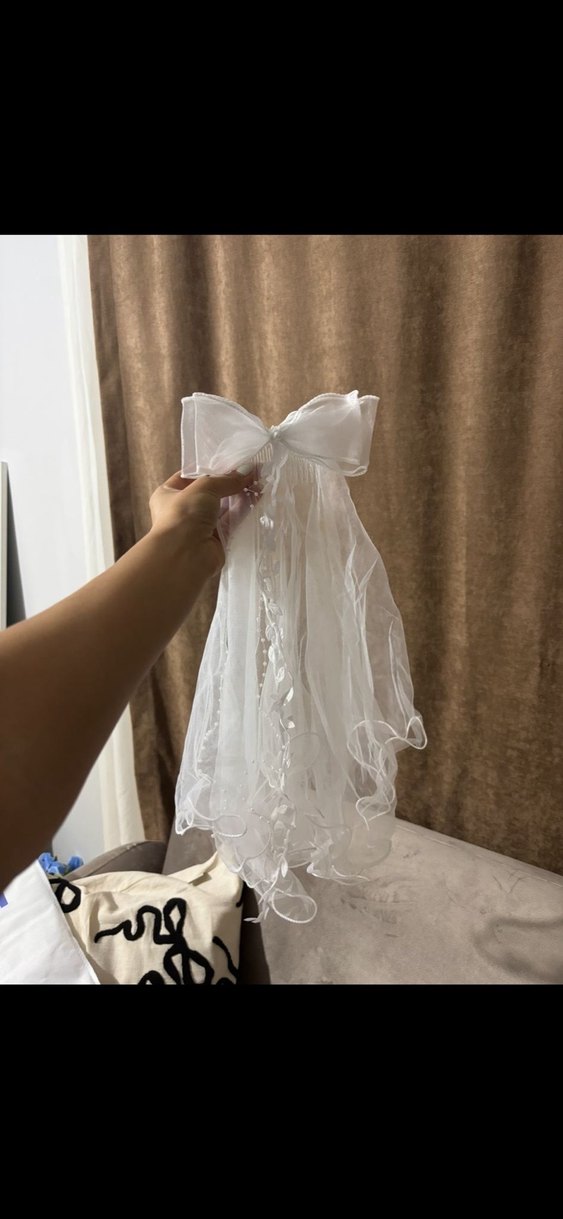 Beyaz Fiyonklu Gotik Duvak 55cm - Görsel 4