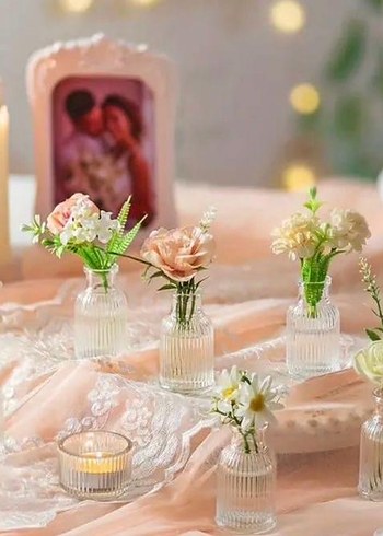 Şeffaf Beyaz Küçük Vazo - Görsel 3