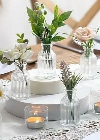 Şeffaf Beyaz Küçük Vazo - Görsel 4