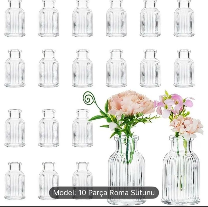 Şeffaf Beyaz Küçük Vazo - Görsel 5