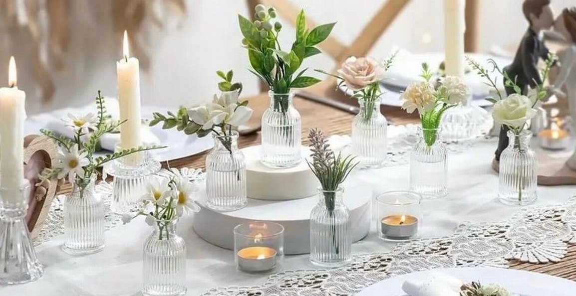 Şeffaf Beyaz Küçük Vazo - Görsel 4