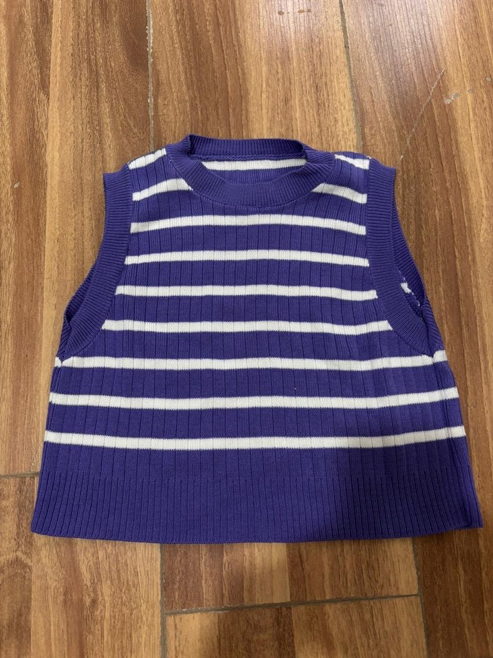 Mor Çizgili Kadın Örme Süveter - Görsel 2