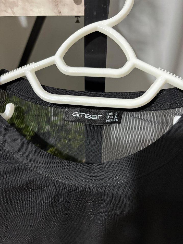 Siyah Şeffaf Uzun Kollu Boğazlı Bluz - Görsel 2