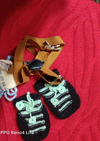 Renkli Nakışlı Erkek Bebek Örgü Patik - Görsel 2