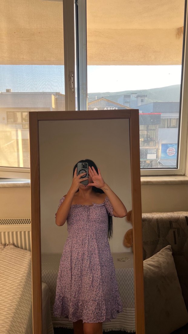 Pembe Straplez Midi Pamuk Elbise - Görsel 3