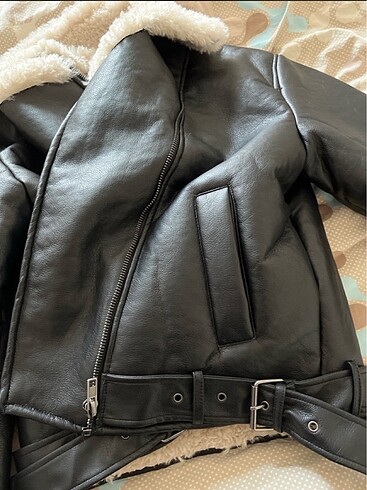 l Beden siyah Renk Koton biker ceket