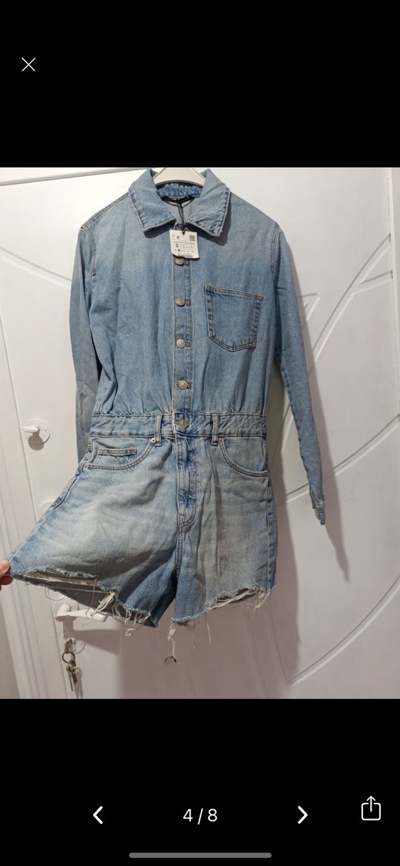 Zara Kadın Kot Mini Tulum - Görsel 2