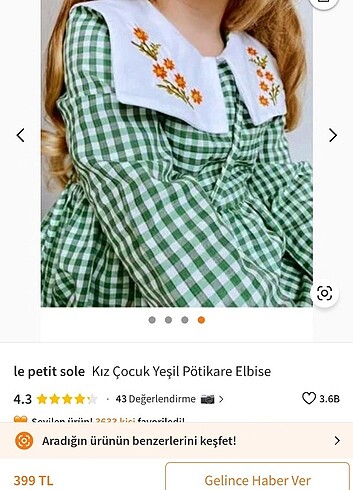 4 Yaş Beden yeşil Renk Le Petit Sole 4 5 yaş pötikare bebe yakalı vintage elbise