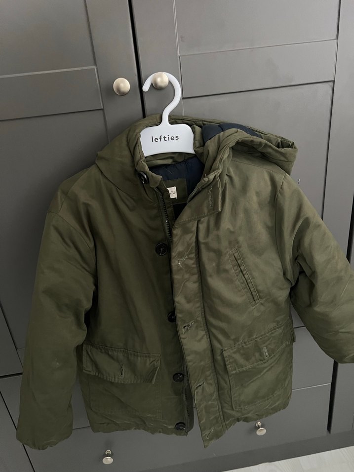 Düğmeli Erkek Çocuk Yeşil Kaban - Görsel 3