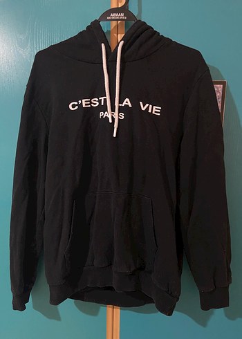 Erkek Siyah Kapüşonlu Sweatshirt