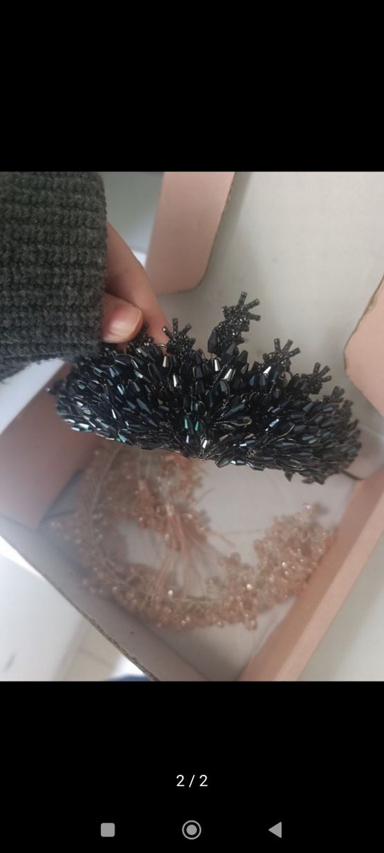 Lacivert boncuklu kına tacı - Görsel 2