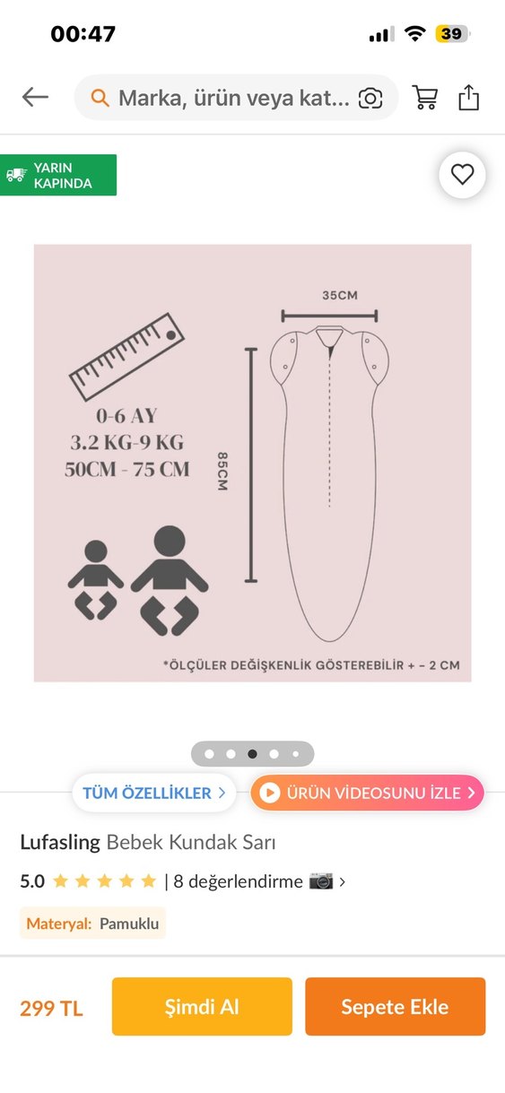 Bebek kundak- bebek uyku tulumu - Görsel 2