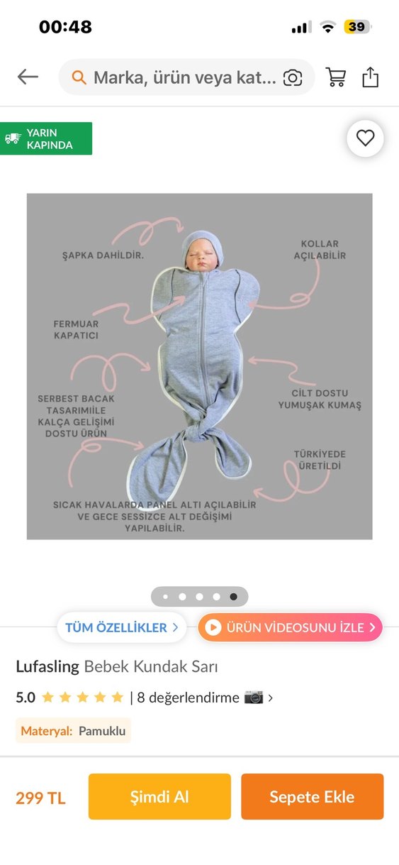 Bebek kundak- bebek uyku tulumu - Görsel 4