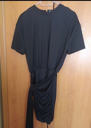 xs Beden Berahka Bel Detaylı Siyah Mini Elbise