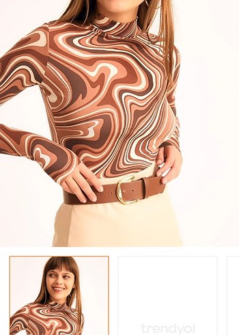 Kadın Kahverengi Uzun Kollu Bohem Bluz - Görsel 3