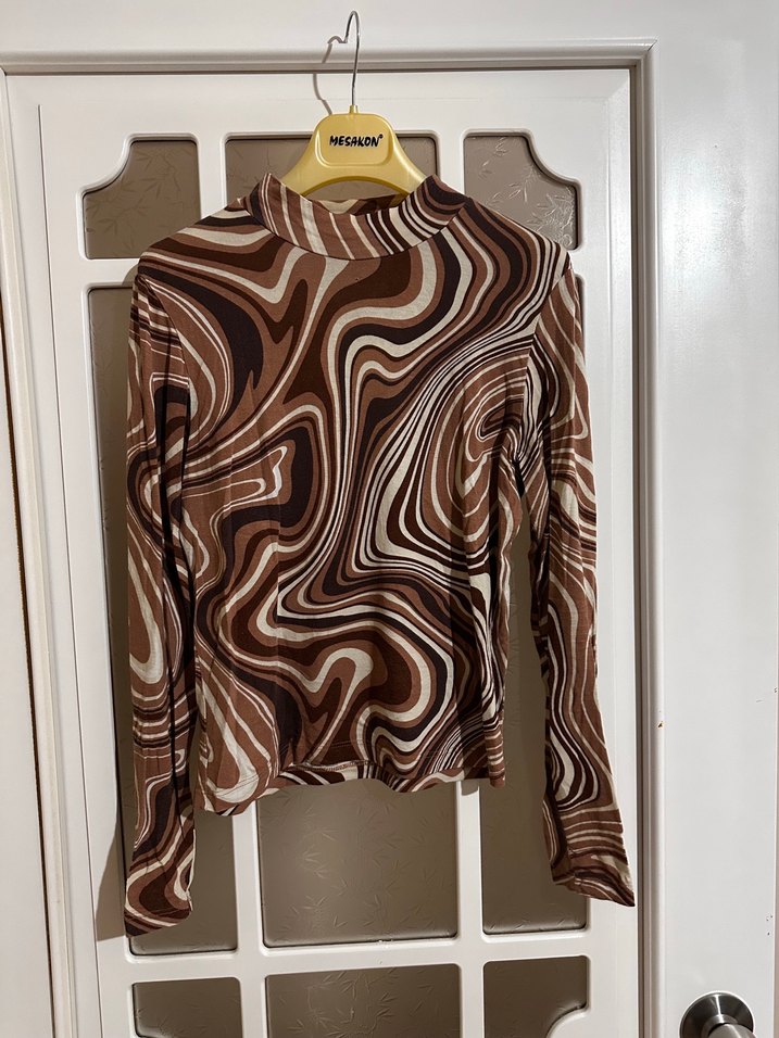 Kadın Kahverengi Uzun Kollu Bohem Bluz - Görsel 4