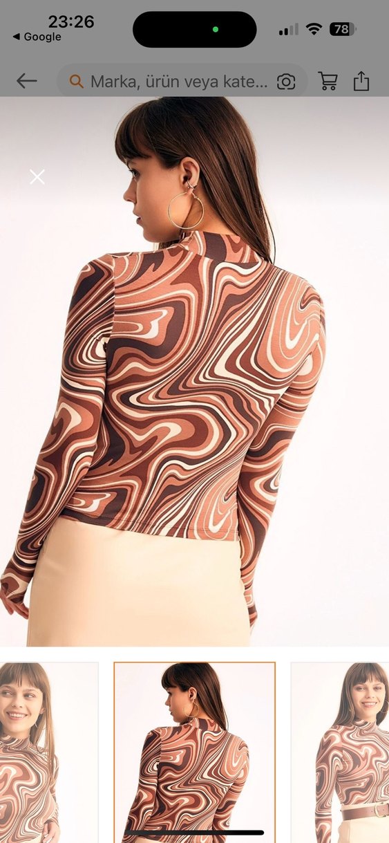 Kadın Kahverengi Uzun Kollu Bohem Bluz - Görsel 2