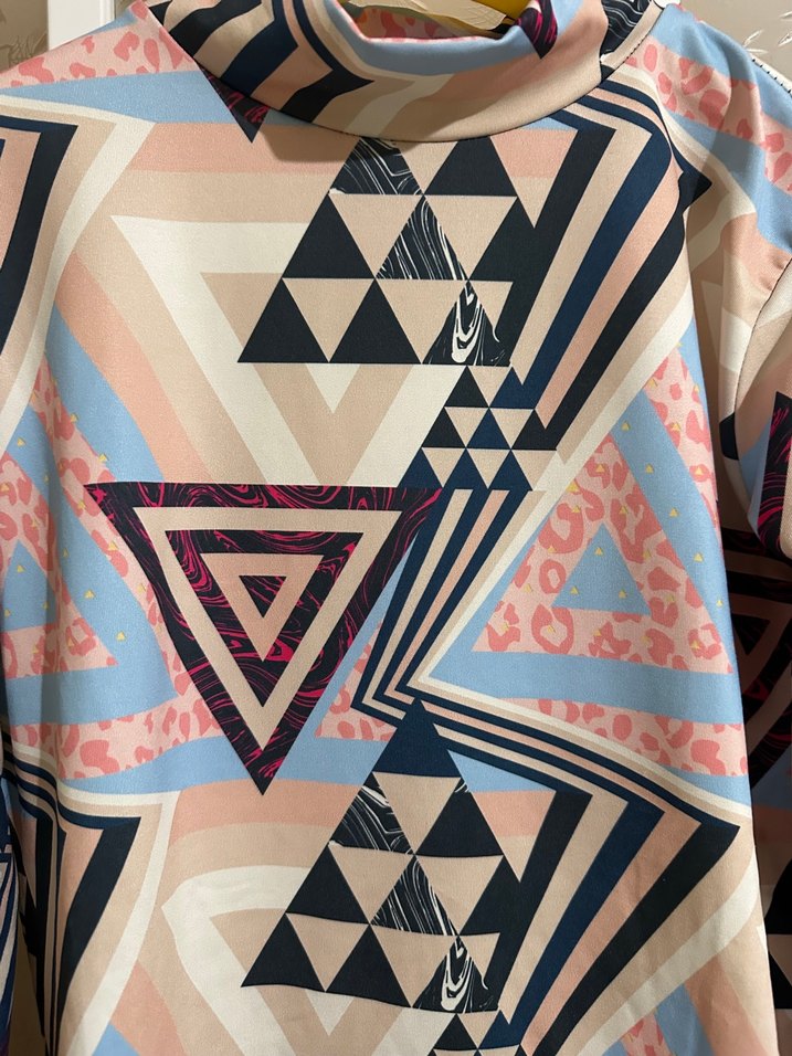 Kadın Çok Renkli Yüksek Yakalı Uzun Kollu Bluz - Görsel 2