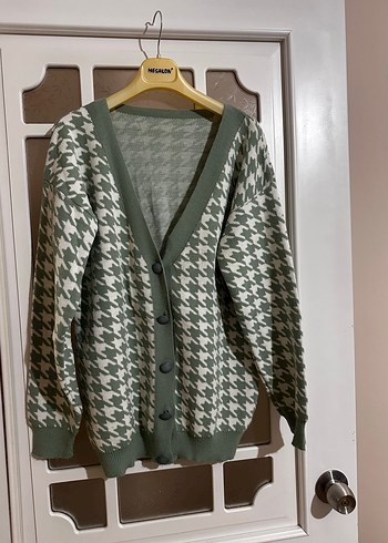 Kadın Açık Haki V Yaka Örgü Salaş Hırka - Görsel 4