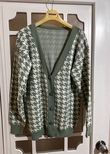 Kadın Açık Haki V Yaka Örgü Salaş Hırka - Görsel 3