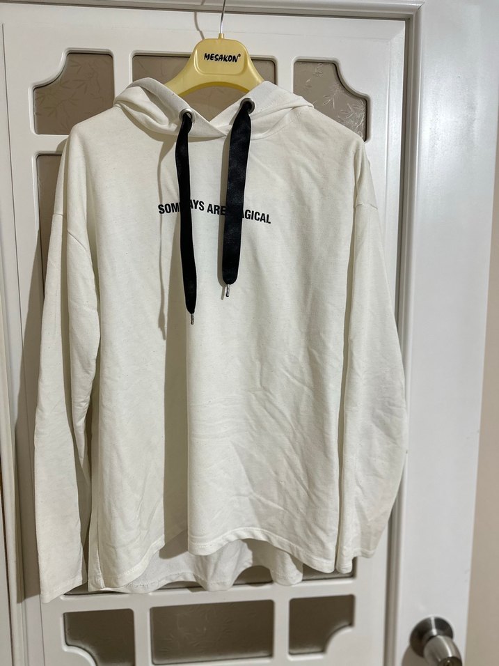 Lcw Beyaz Kapüşonlu Kadın Sweatshirt - Görsel 3