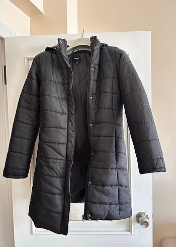 Koton Siyah Midi Kışlık Mont - Görsel 2