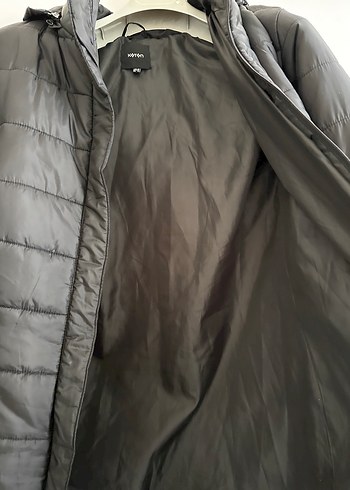 Koton Siyah Midi Kışlık Mont - Görsel 7