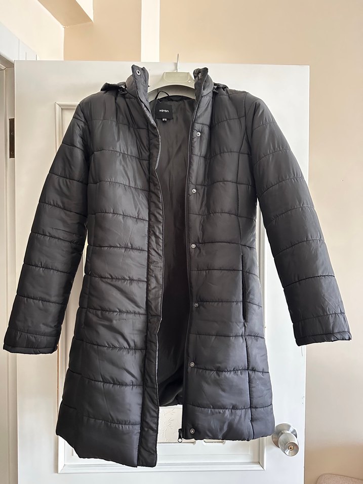 Koton Siyah Midi Kışlık Mont - Görsel 3