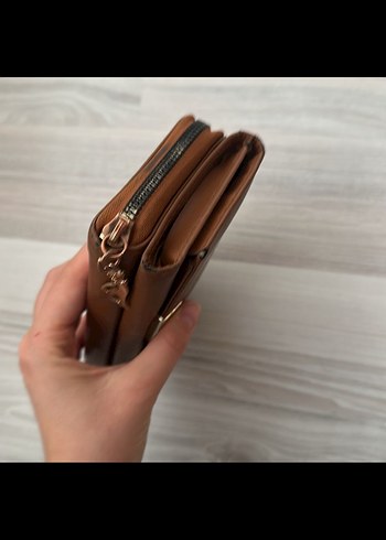 Kahverengi Deri Kadın Clutch Cüzdan - Görsel 7