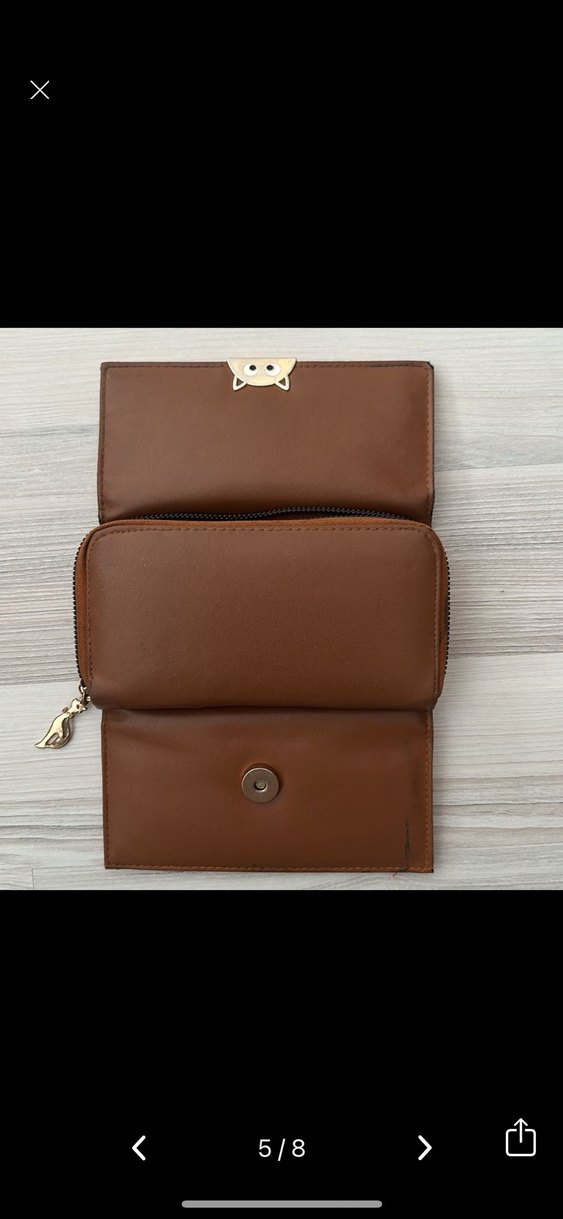 Kahverengi Deri Kadın Clutch Cüzdan - Görsel 5