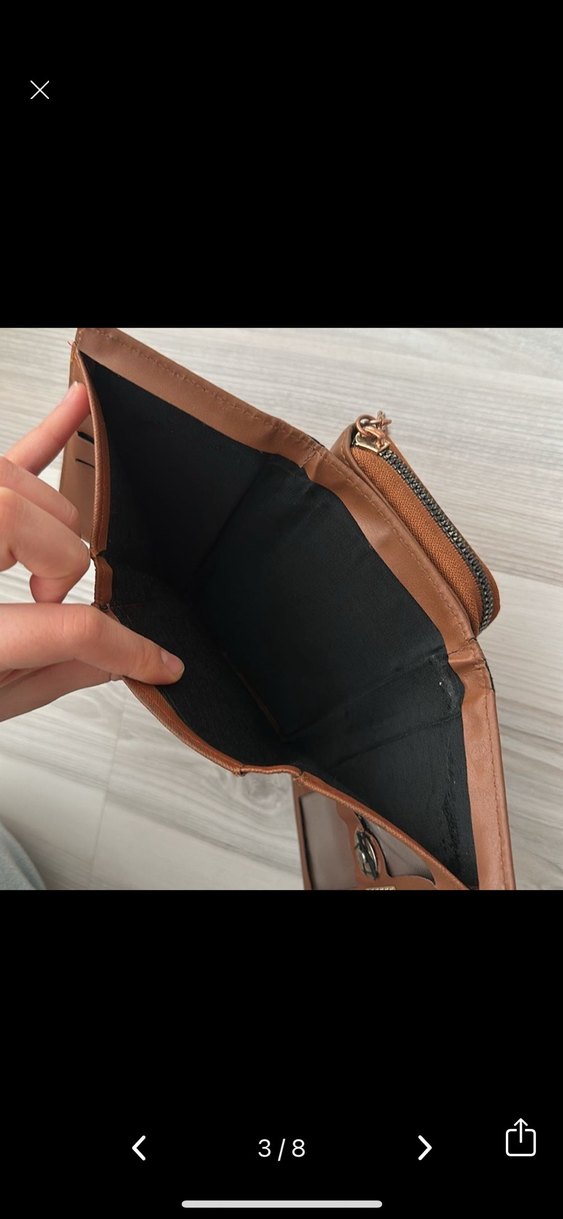 Kahverengi Deri Kadın Clutch Cüzdan - Görsel 3