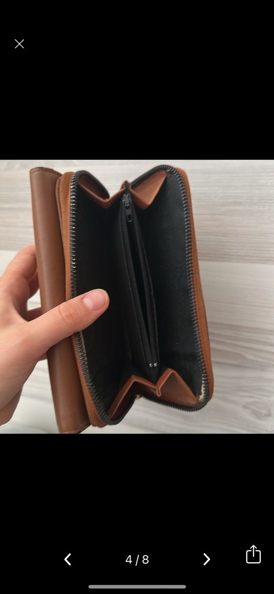 Kahverengi Deri Kadın Clutch Cüzdan - Görsel 4