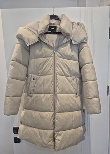 Bej Erkek Midi Kışlık Mont Kürk Detaylı - Görsel 2